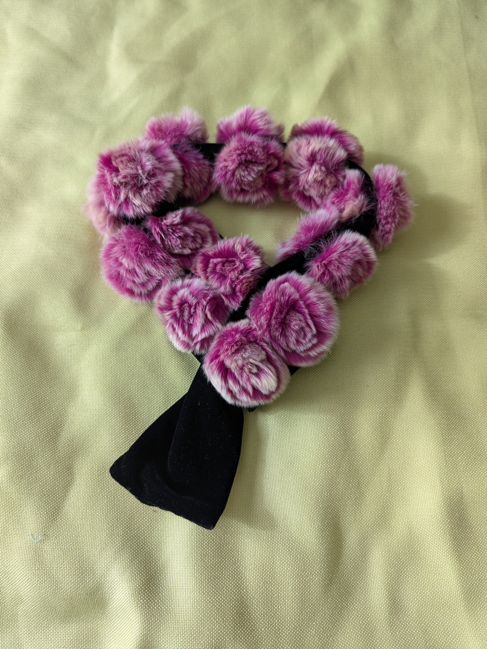 Pink  Fur Pom Scarf - Unbranded